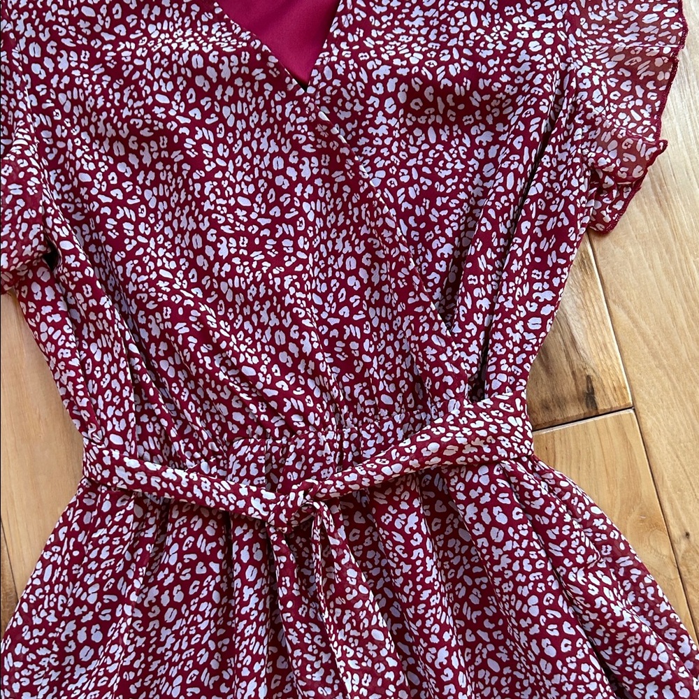 H&M Burgundy and White Midi Dress - Picture 4 of 8